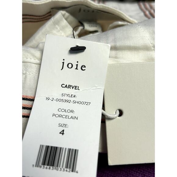 Joie Carvel Striped Shorts High Rise Porcelain Ivory White Size 4 - Picture 6 of 10